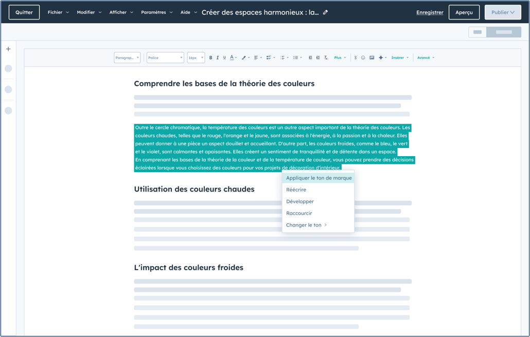 Utiliser l'IA pour modifier du texte en respectant le ton de votre marque