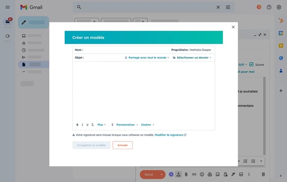 Rédaction d'un brouillon d'e-mail commercial dans le générateur de modèles d'e-mails de HubSpot